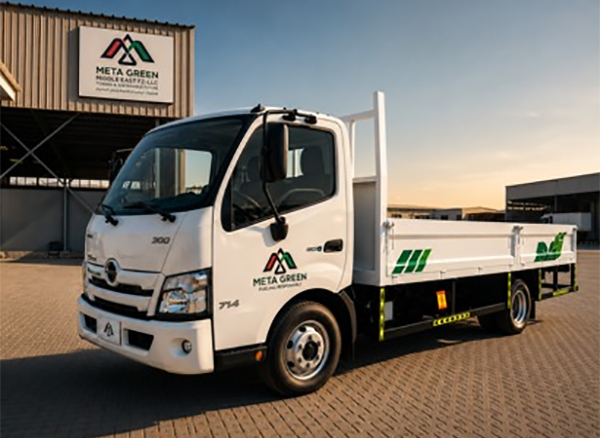 Meta Green white LPG cylinder carrier truck